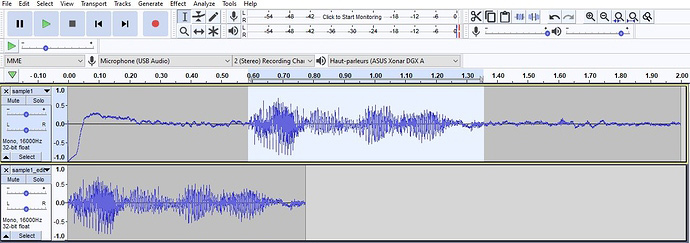 Cut samples leading/trailing noise.